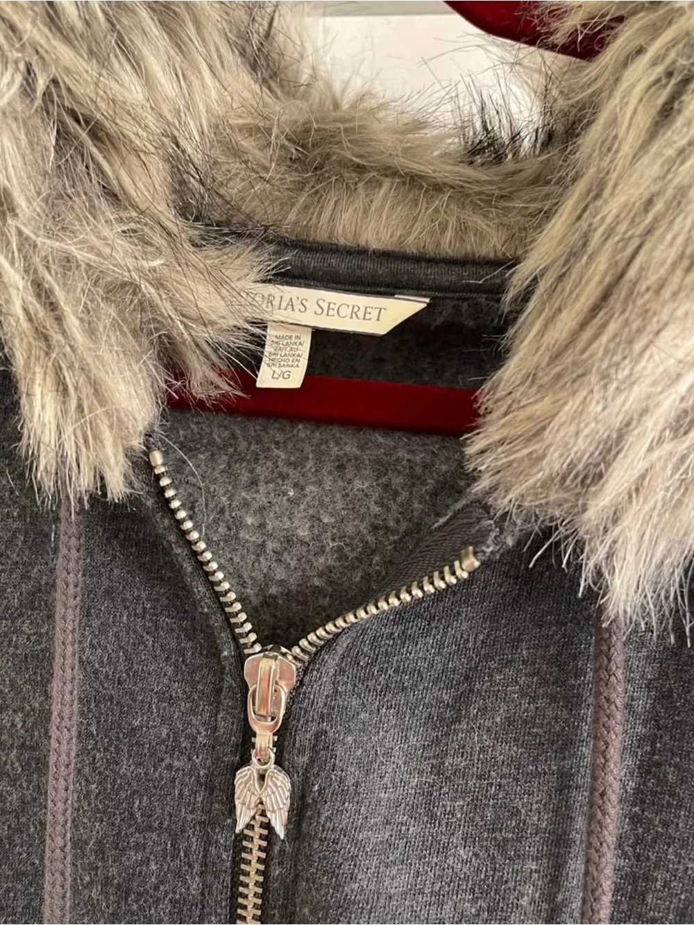 Victoria's Secret Gray Hooded Jacket with Faux Fur Trim - Picture 3 of 4